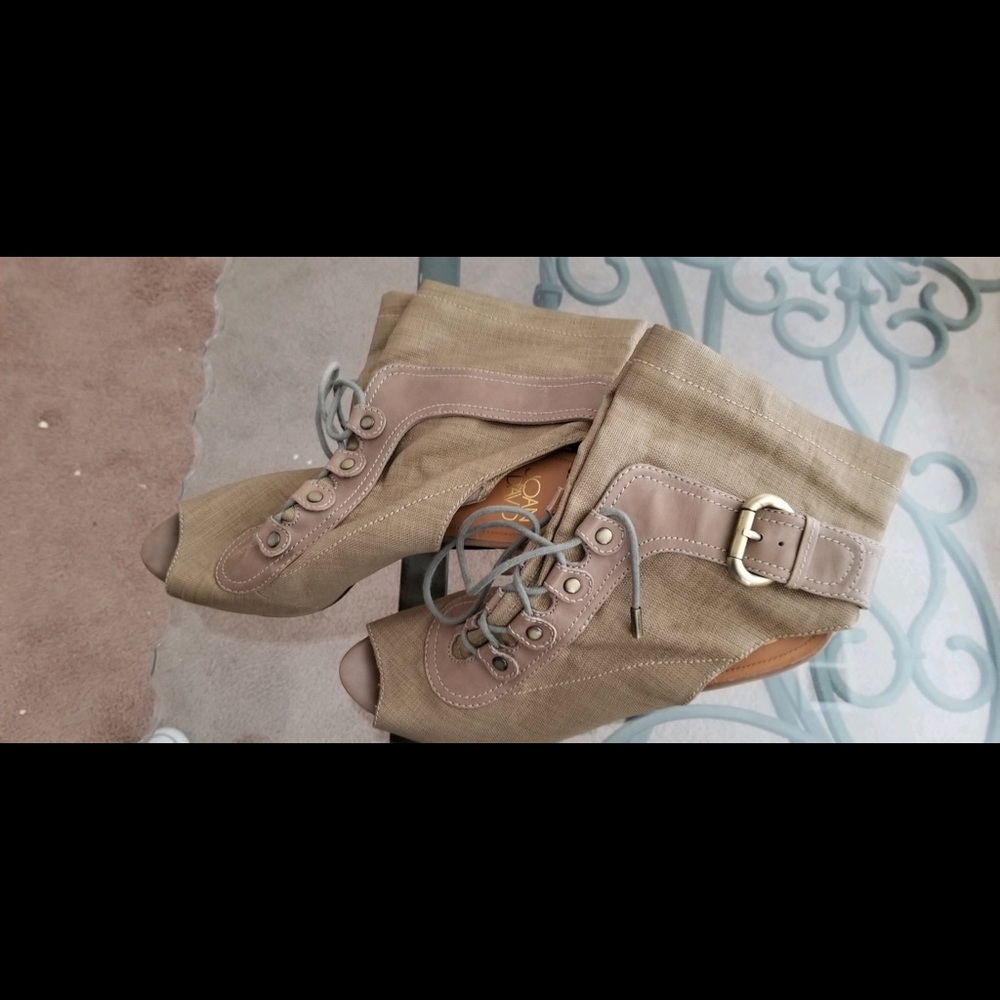 Tan bootie heels